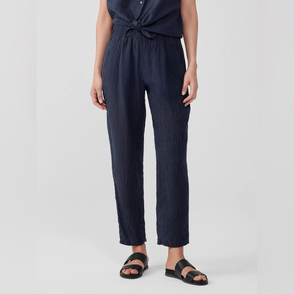 Eileen Fisher Puckered Organic Linen Tapered Pant size xxs